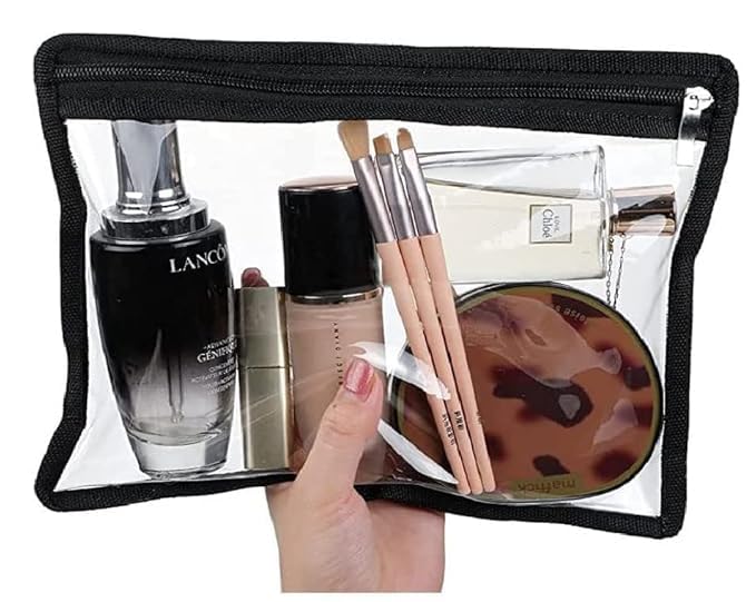 SHOPECOM Transparent Makeup Bag Cosmetic Makeup Bags Clear PVC with Zipper Pouch Portable Travel Accessories PouchBlack Border Saree Cover Clothes Cover Single Saree Cover 2pc Size 14X16 - Image 3