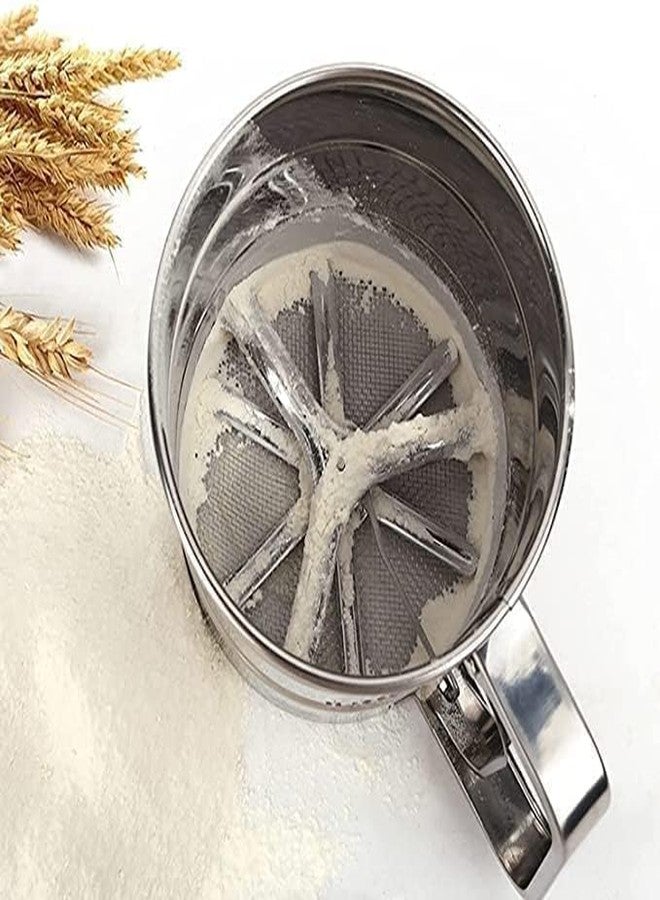PIHARVA Flour Sifter/Atta chhani Hand Press Design Stainless Steel Flour Sifter Corrosion Resistant Large Capacity Flour Sieve Cup for Sugar Flour and Coffee Powder | Atta Chalni - Image 4