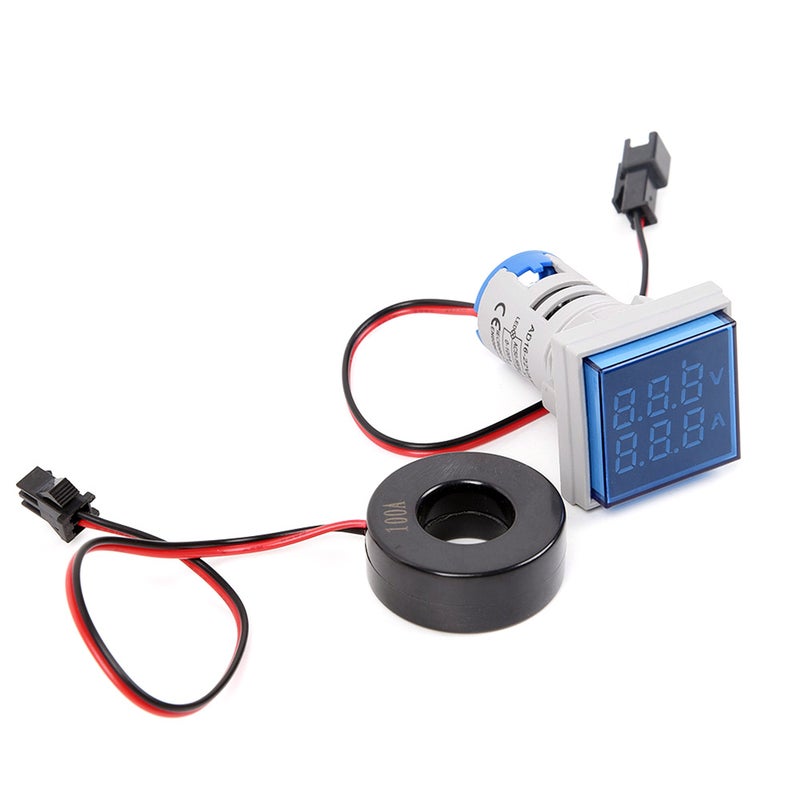Mini Square L-E-D Digital Voltmeter Ammeter Signal Light Voltage Current Meter Indicator AC 60-500V 0-100A - Image 3