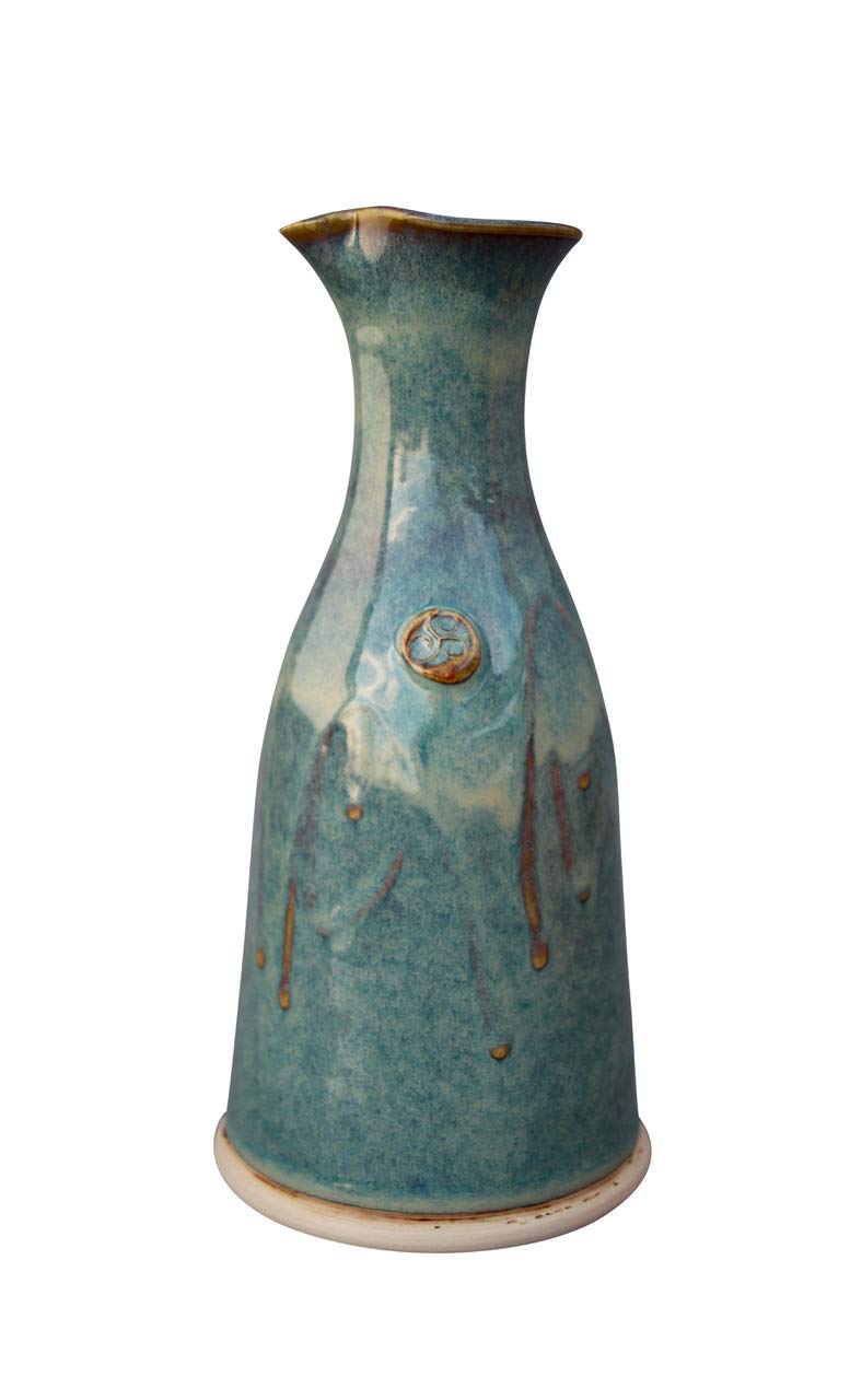Castle Arch Pottery Irish Pottery Wine Decanter HandThrown HandGlazed with Celtic Spiral Motif Carafe 600ml  8 Inches  Handcrafted In Ireland  Lead  Cadmium Free Irish Gifts For Men  Women