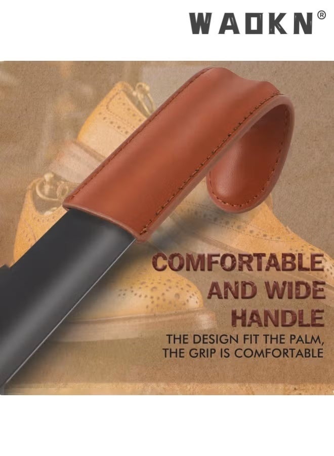 WAOKN Shoe Horns,2 Pack Household Shoehorn,42cm Long Shoehorn With Leather Handle+19cm Metal Short Shoehorn,Shoes Spoon Stick Shoes Helper For Men Women Seniors Kids,Portable For Travel/Family Daily Use - Image 4