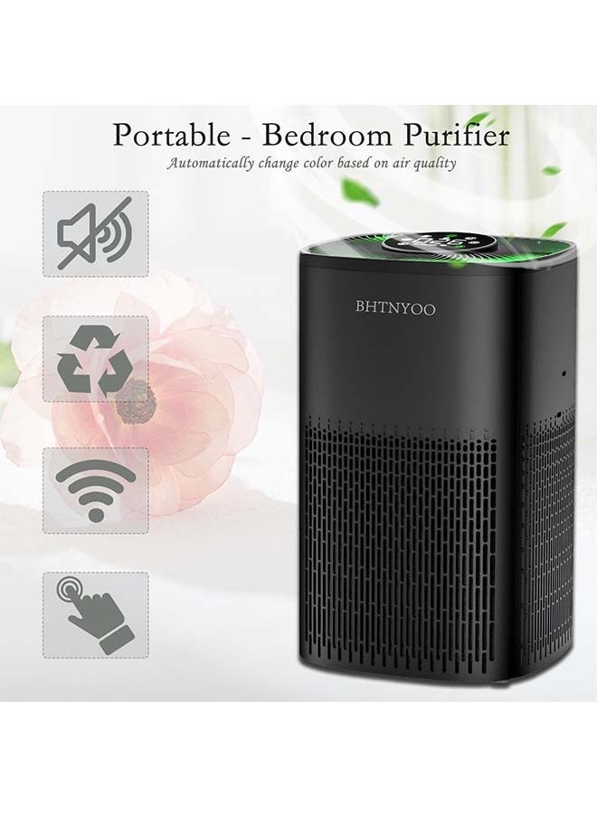 Sakulight أجهزة تنقية الهواء لغرفة النوم، فلتر هواء HEPA، منقي هواء PM2.5، مع موسيقى النوم، منقي هواء صغير هادئ محمول، للمنزل، المكاتب، غرفة المعيشة، وظيفة واي فاي، أسود - Image 2