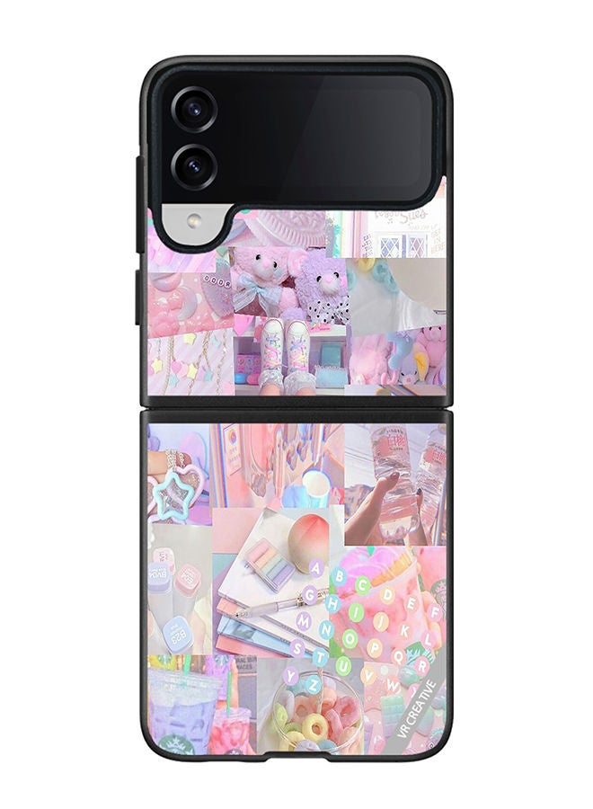 VR CREATIVE Protective Case Cover For Samsung Galaxy Z Flip4 Cute Collage Design Multicolour - Image 1