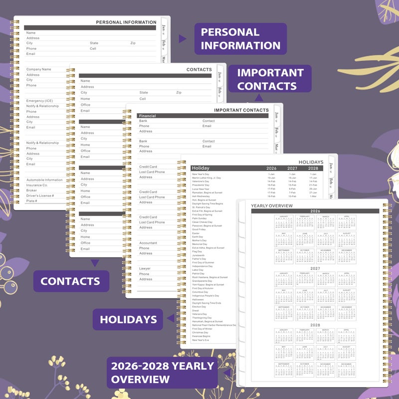 Indeme 2026-2028 Monthly Planner - 2 Year Monthly Planner/Calendar 2026-2028, July 2026 - June 2028, 11" x 9", 24 Monthly Planner with Tabs, Back Pocket, Holidays, Twin-Wire Binding, Note Pages - Image 4
