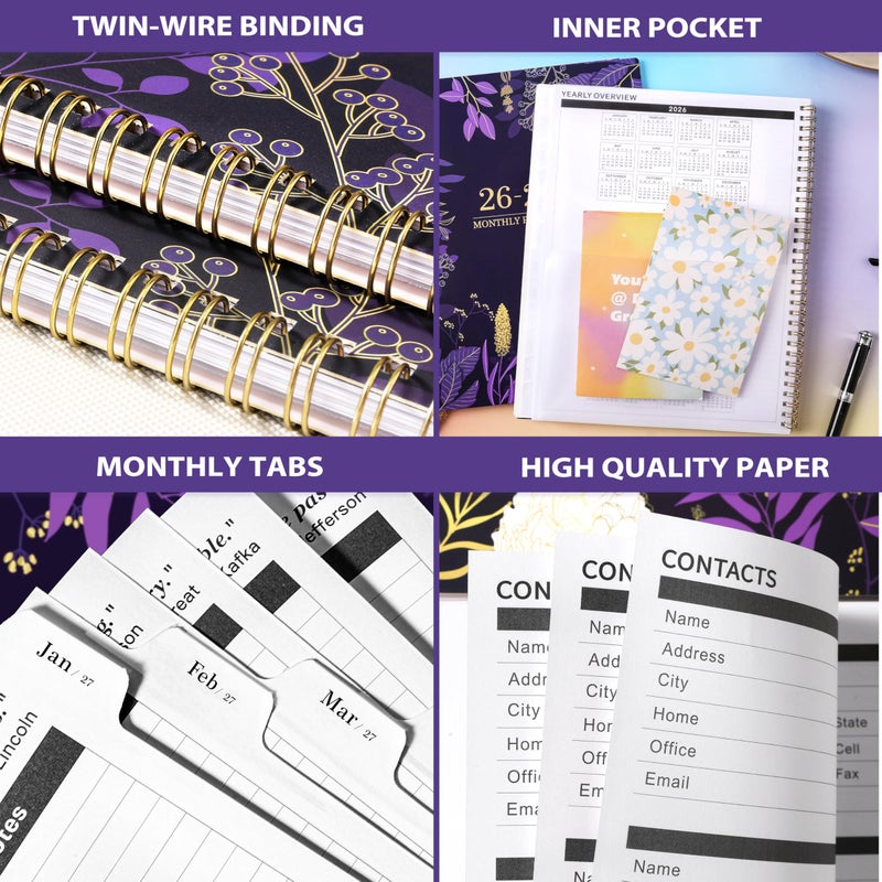 Indeme 2026-2028 Monthly Planner - 2 Year Monthly Planner/Calendar 2026-2028, July 2026 - June 2028, 11" x 9", 24 Monthly Planner with Tabs, Back Pocket, Holidays, Twin-Wire Binding, Note Pages - Image 5