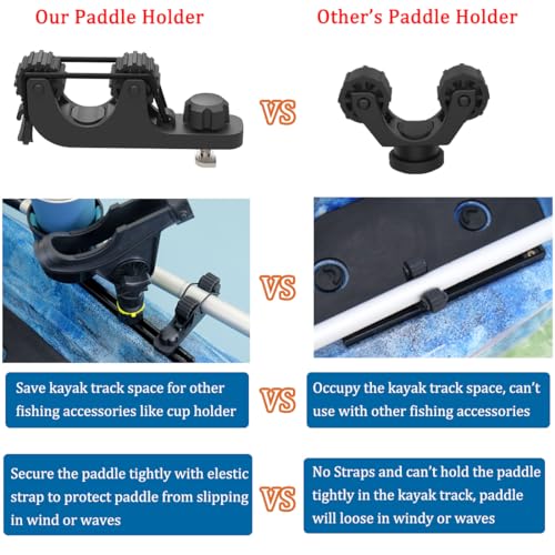 Huntury Kayak Track Paddle Holder, Save Kayak Track Space, Secure/Remove Paddles Fishing Nets and Fishing Poles, Track Mount Accessories - Image 5