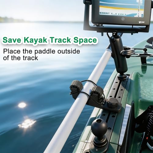 Huntury Kayak Track Paddle Holder, Save Kayak Track Space, Secure/Remove Paddles Fishing Nets and Fishing Poles, Track Mount Accessories - Image 3