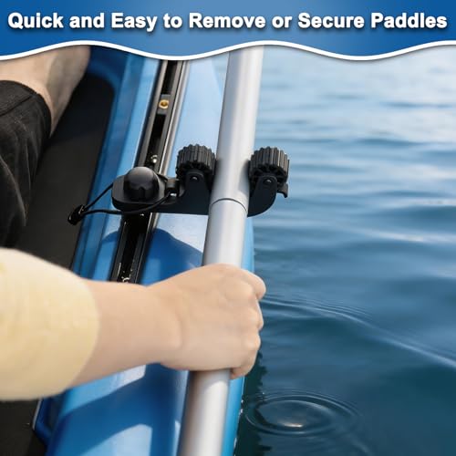 Huntury Kayak Track Paddle Holder, Save Kayak Track Space, Secure/Remove Paddles Fishing Nets and Fishing Poles, Track Mount Accessories - Image 2