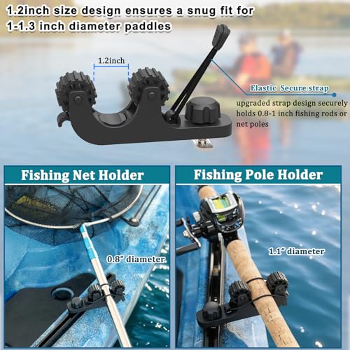 Huntury Kayak Track Paddle Holder, Save Kayak Track Space, Secure/Remove Paddles Fishing Nets and Fishing Poles, Track Mount Accessories - Image 4