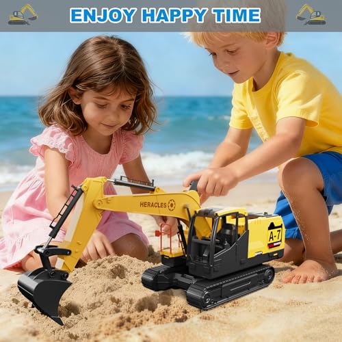 Dwi Dowellin Toys for 3 Year Old Boys,Excavator Toys for Kids with 6 Metal Racing Cars and 2 Engineering Vehicle,Foldable Ejection Vehicle with Lights & Sound for 3 4 5 6 7 Years Old Gifts - Image 5