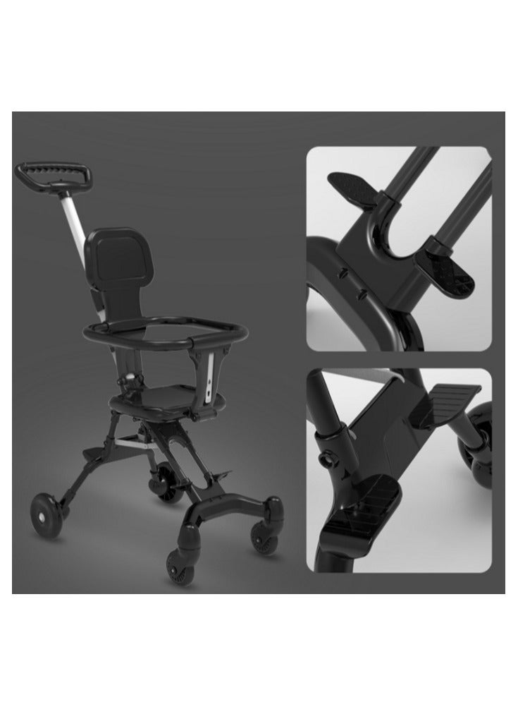 Toyland Portable Lightwieght One Click Folding Four Wheels Two-Way Seat Traval Baby Stroller with Adjustable Handle - Image 3