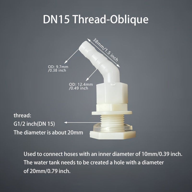 مجموعة من 2 موصل خراطيم بلاستيكية G1/2 DN15 12mm لري خزان المياه - Image 2