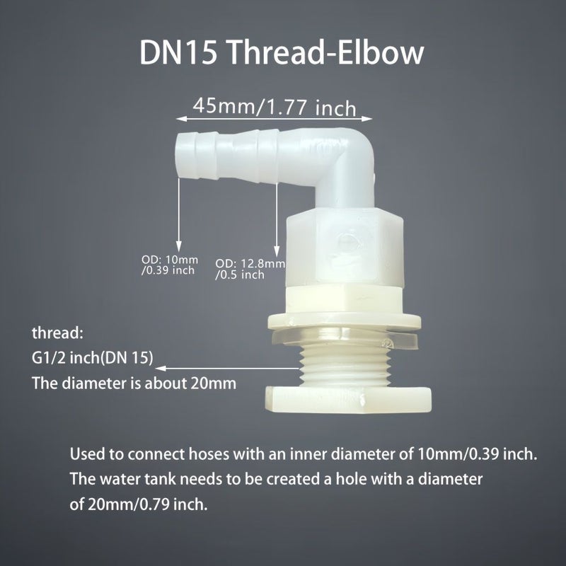 مجموعة من 2 موصل خراطيم بلاستيكية G1/2 DN15 12mm لري خزان المياه - Image 1