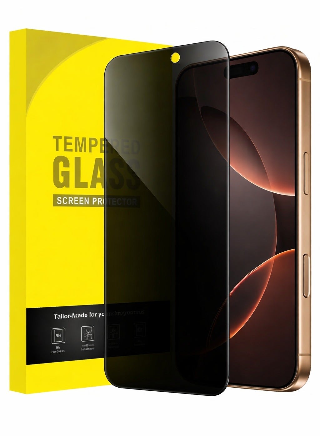 9H Privacy Screen Protector for iPhone 16 Pro Max 6.9-Inch, Anti-Spy, Anti-Peeping, Anti-Oil Stain, Full Screen Tempered Glass Case with Easy Installation Wipes
