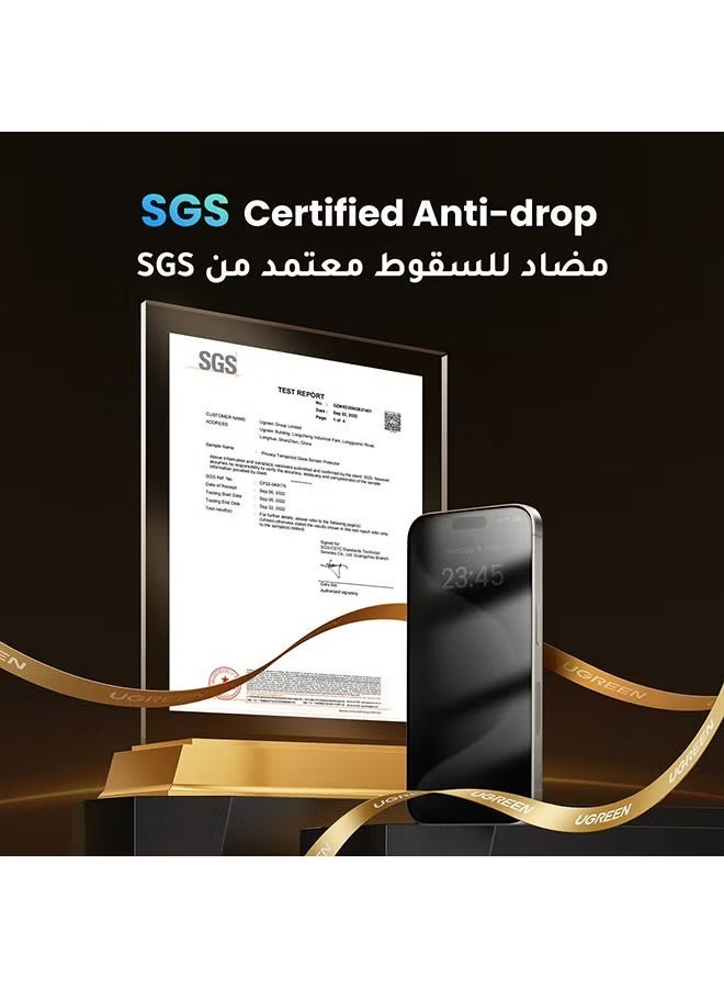 ترينفي واقي شاشة 9H للخصوصية لهاتف iPhone 16 Pro Max مقاس 6.9 بوصة، مضاد للتجسس، مضاد للتطفل، مضاد للبقع الزيتية، جراب زجاجي مقوى كامل الشاشة مع مناديل سهلة التركيب - Image 5