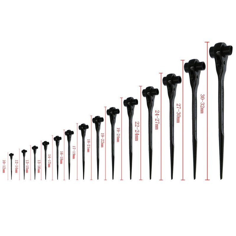 Podger Ratchet Wrench For Scaffolding Use 13-15mm Black - Image 3