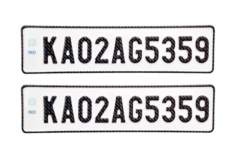 Embossed IND Number Plate for Cars | Road Legal Font | White | Premium & Durable | No Barcode or Serial Code - Image 1