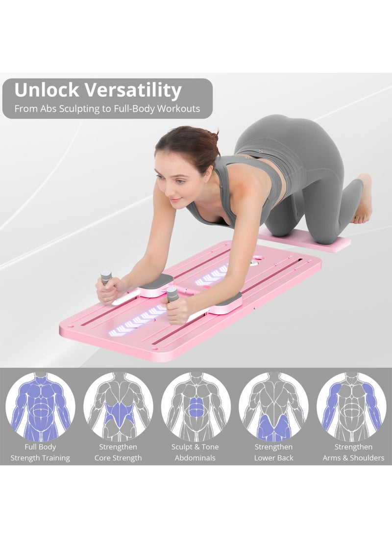 Jourvent - Pilates Board - 2024 Pilates Reformer Set, Multi-Purpose Foldable Pilates Reformer Board for Home, 5 in 1 Pilates Sliding Board (Pink) - Image 1