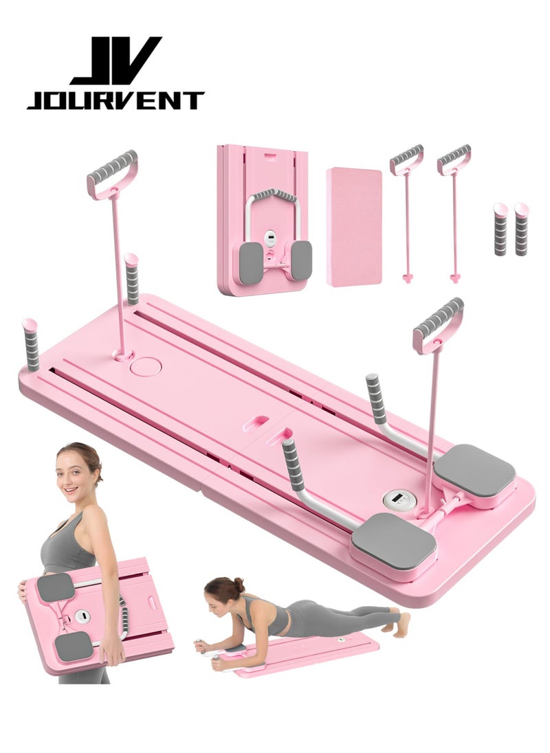 Jourvent - Pilates Board - 2024 Pilates Reformer Set, Multi-Purpose Foldable Pilates Reformer Board for Home, 5 in 1 Pilates Sliding Board (Pink) - Image 1