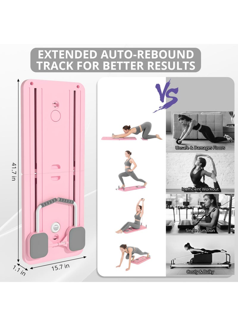 Jourvent - Pilates Board - 2024 Pilates Reformer Set, Multi-Purpose Foldable Pilates Reformer Board for Home, 5 in 1 Pilates Sliding Board (Pink) - Image 1
