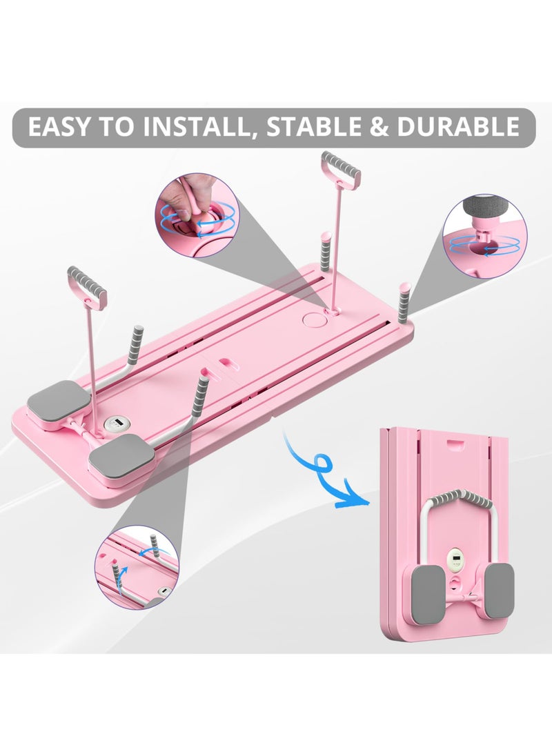 Jourvent - Pilates Board - 2024 Pilates Reformer Set, Multi-Purpose Foldable Pilates Reformer Board for Home, 5 in 1 Pilates Sliding Board (Pink) - Image 1
