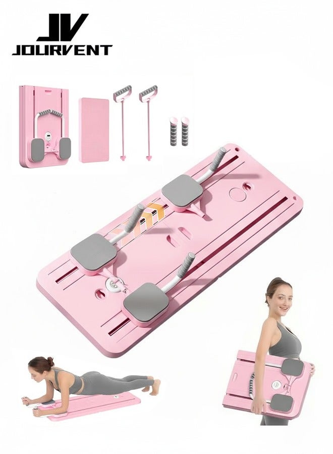 Jourvent Pilates Board - 2024 Pilates Reformer Set, Multi-Purpose Foldable Pilates Reformer Board for Home, 5 in 1 Pilates Sliding Board (Pink) - Image 1