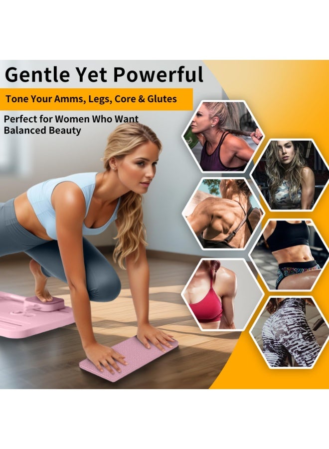 Jourvent Pilates Board - 2024 Pilates Reformer Set, Multi-Purpose Foldable Pilates Reformer Board for Home, 5 in 1 Pilates Sliding Board (Pink) - Image 3