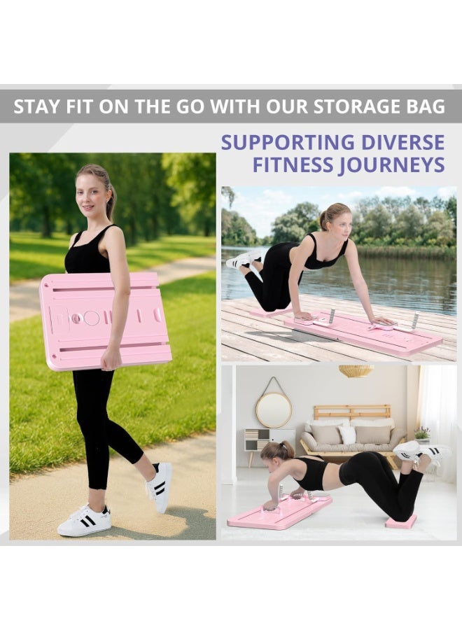 Jourvent Pilates Board - 2024 Pilates Reformer Set, Multi-Purpose Foldable Pilates Reformer Board for Home, 5 in 1 Pilates Sliding Board (Pink) - Image 4
