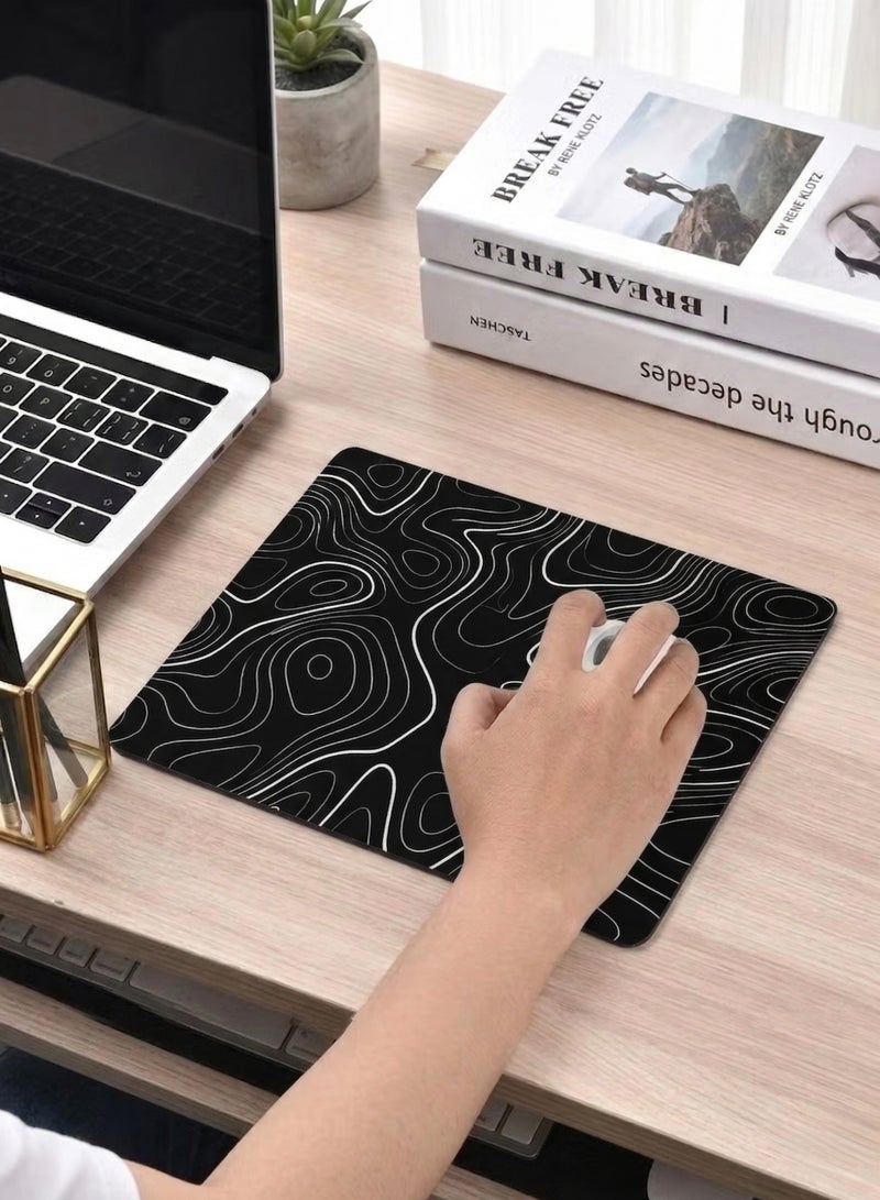 ايه كيه تي ستار لوحة ماوس للألعاب - تصميم بسيط وأنيق باللونين الأسود والأبيض بخطوط تجريدية، سطح أملس ودقيق للتحكم الدقيق، قاعدة مطاطية متينة مانعة للانزلاق، مناسبة للعمل المكتبي واستخدام ماوس الألعاب (21*26 سم) - Image 2