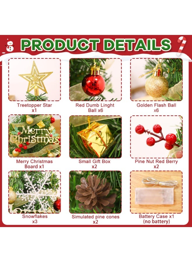 تشيلور شجرة عيد ميلاد صغيرة خضراء من تشيلور، شجرة عيد ميلاد اصطناعية صغيرة مع أضواء، قطعة مركزية للطاولة، شجرة عيد ميلاد مع أضواء، أشجار عيد ميلاد مصغّرة لحفلات أعياد الميلاد الشتوية والمنزلية. - Image 5