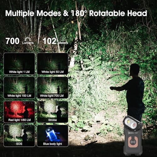 WUBEN مصباح يدوي ميني WUBEN X3 مع علبة شحن قابلة لإعادة الشحن بزاوية 180 درجة مصباح يدوي EDC مع حلقة مفاتيح دوارة مقاوم للماء IP65 مغناطيسي مصابيح جيب 10 أوضاع كابل Type-C لحمل المخيمات والأنشطة الخارجية والتفتيش والهدايا - Image 3