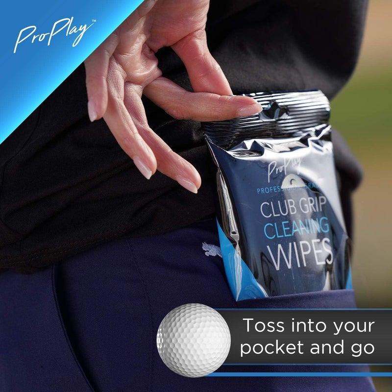 pro:play Club Grip Cleaning Wipes | Powerful Cleaner Removes Grime, Dirt, and Sweat | Restore Tackiness of Golf Club Grips | Convenient, Resealable Pack - Unscented 3 Pack - Image 3