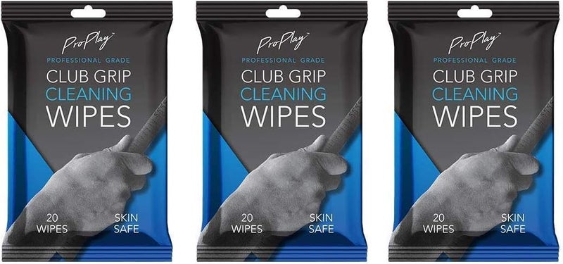 pro:play Club Grip Cleaning Wipes | Powerful Cleaner Removes Grime, Dirt, and Sweat | Restore Tackiness of Golf Club Grips | Convenient, Resealable Pack - Unscented 3 Pack - Image 1