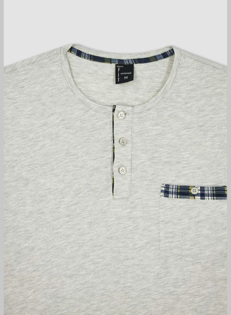 DeFacto Regular Fit Short Sleeve Check Print Pyjama Set
