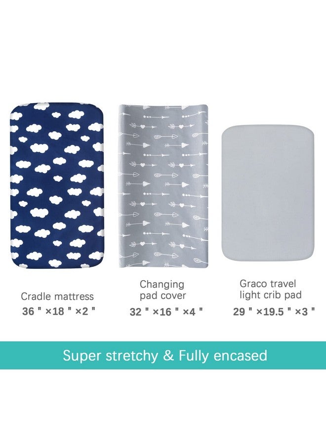 Biloban Changing Pad Cover, Diaper Changing Pad Covers 4 Pack, Fitted Baby Changing Table Sheets For 32''×16'' Change Table Pad, Cradle & Bassinet Sheets For Boys & Girls, Soft & Breathable - Image 2