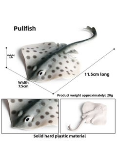 Generic Children's Solid Simulation Seabed Life Marine Animal Model Toy Ornament Box Fish Grain Sudor Box Puffer Baby Fish-Color:M-205 Ray  - Image 1