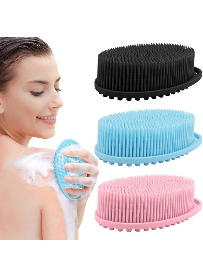 PQRUU 3 Pack Silicone Body Scrubber, Exfoliating Body Scrubber Soft Silicone Loofah Body Scrubber Fit for Sensitive and All Kinds of Skin Clean and Sanitary - Image 1