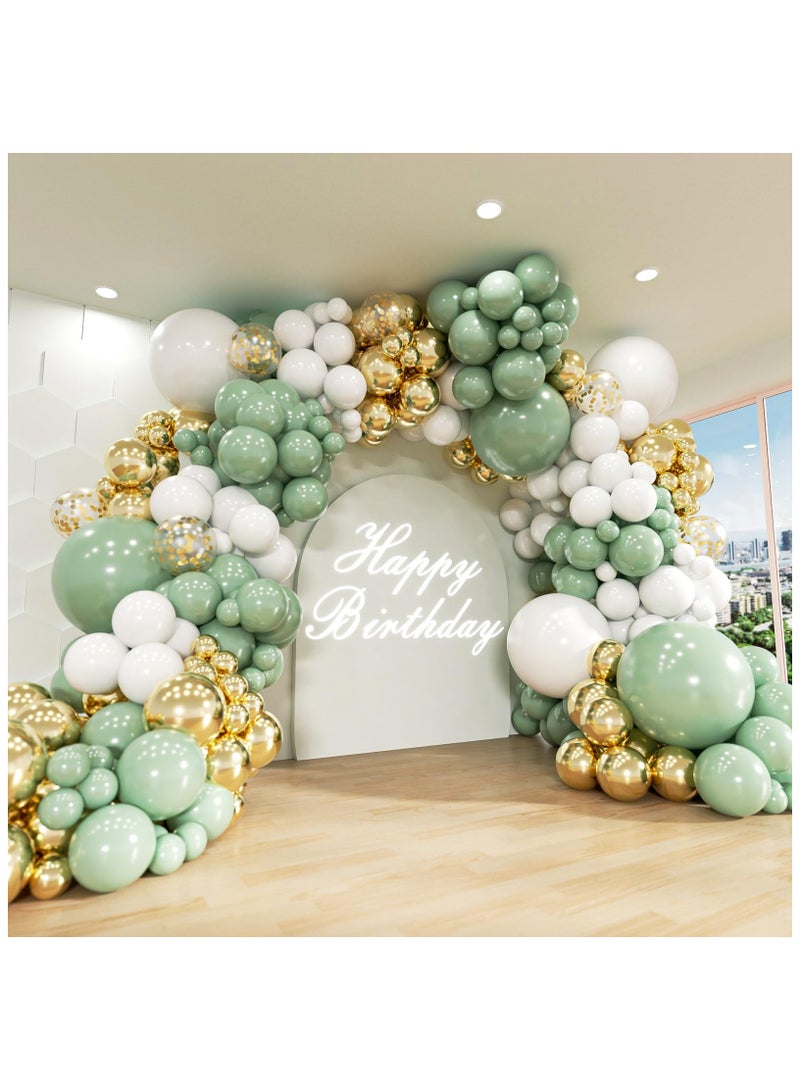 حكيم الأخضر البلاتين بالون القوس عدة ، 156 أحجام مختلفة من البالونات اللاتكس 18 12 10 5 بوصة بالون الطرف اكليلا من الزهور عدة ، تنطبق على دش الطفل ، الزفاف ، الخطوبة ، عيد ميلاد ، الذكرى الديكور - Image 1