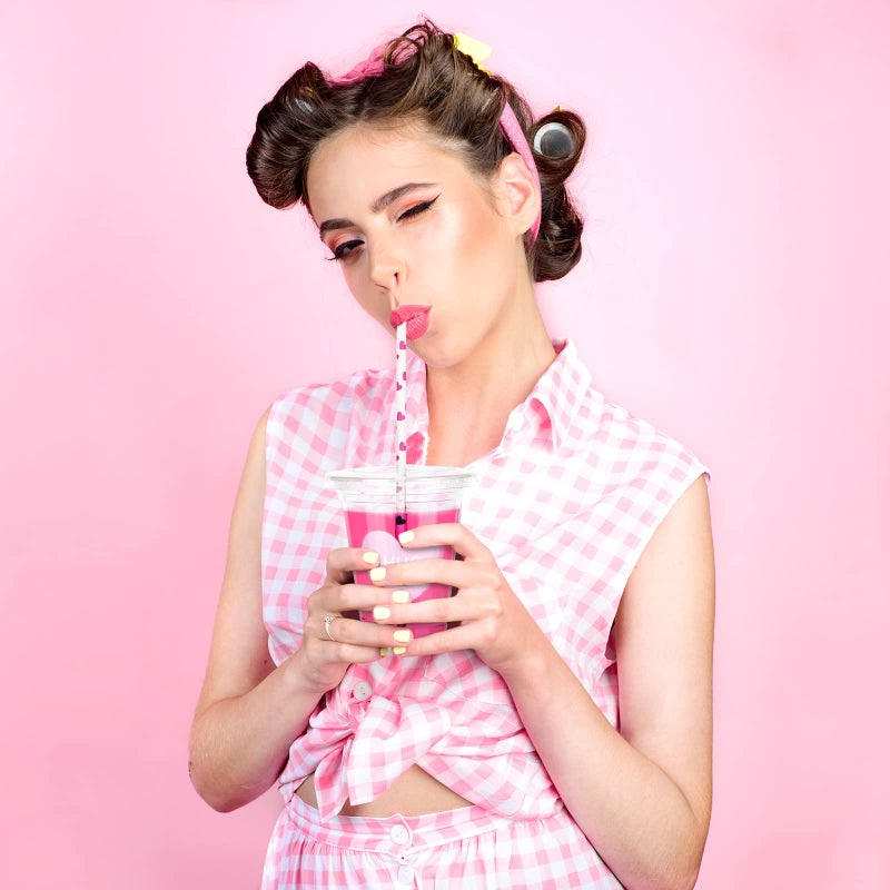 Eaasty 60 Sets Valentine's Day Disposable Cups with Lid and Straws 12 oz Clear Plastic Valentines Cups with Heart Shaped Stickers for Iced Coffee Juice Valentine's Day Party Supplies - Image 2