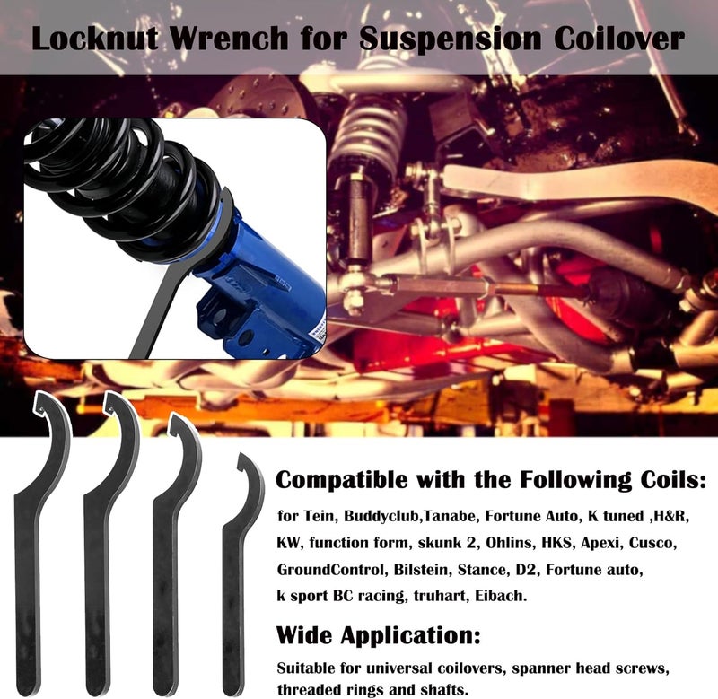 MOEBULB Coilover Adjustment Tool 4x Steel Spanner Wrench Compatible with Tein KW Ohlins HKS Apexi Cusco - Image 2
