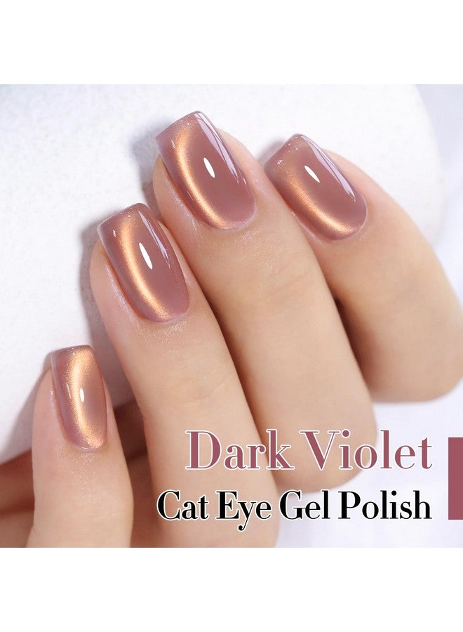 دابل ريذم طلاء أظافر جل على شكل عين قطة من Double Rhythm، 15 مل، مع مغناطيس، لامع، شفاف، لون شفاف، قابل للغسل في صالون الأظافر في المنزل (بنفسجي داكن - MC1129) - Image 2