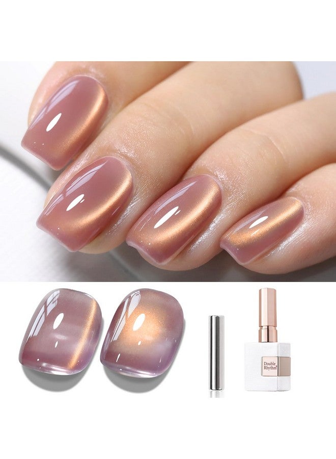 دابل ريذم طلاء أظافر جل على شكل عين قطة من Double Rhythm، 15 مل، مع مغناطيس، لامع، شفاف، لون شفاف، قابل للغسل في صالون الأظافر في المنزل (بنفسجي داكن - MC1129) - Image 1