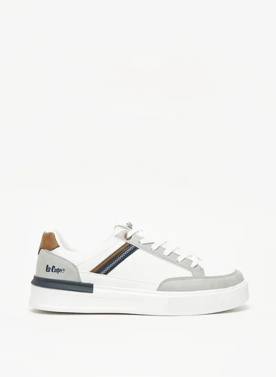 لي كوبر Men's Textured Lace-Up Low Ankle Sneakers