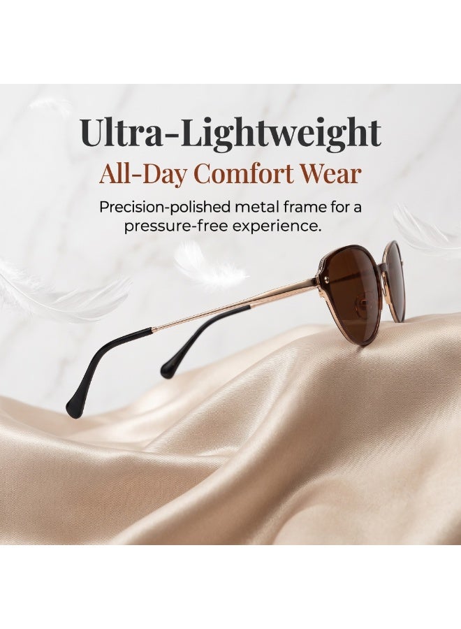 Fashion Retro Cat Eye Oval Sunglasses Metal Eyeglasses for Women Men Outdoor Travel Driving Photo Props With Full Packaging Accessories - Image 4