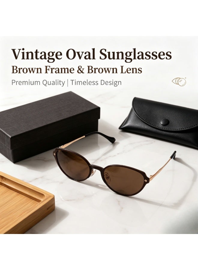 Fashion Retro Cat Eye Oval Sunglasses Metal Eyeglasses for Women Men Outdoor Travel Driving Photo Props With Full Packaging Accessories - Image 1