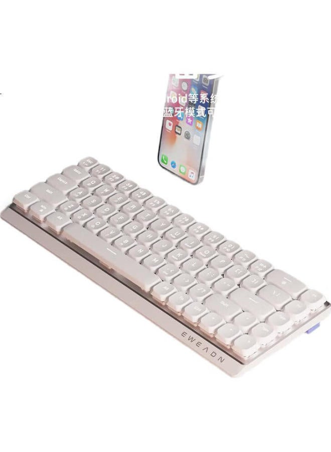Eweadn Mk68 Wireless Bluetooth Tri-Mode Low-Profile Red Switch Mechanical Keyboard, Slim For Office Use, Compatible With Apple Mac, Huawei Mate Laptops, Ipad Tablets, Ion White - Image 1