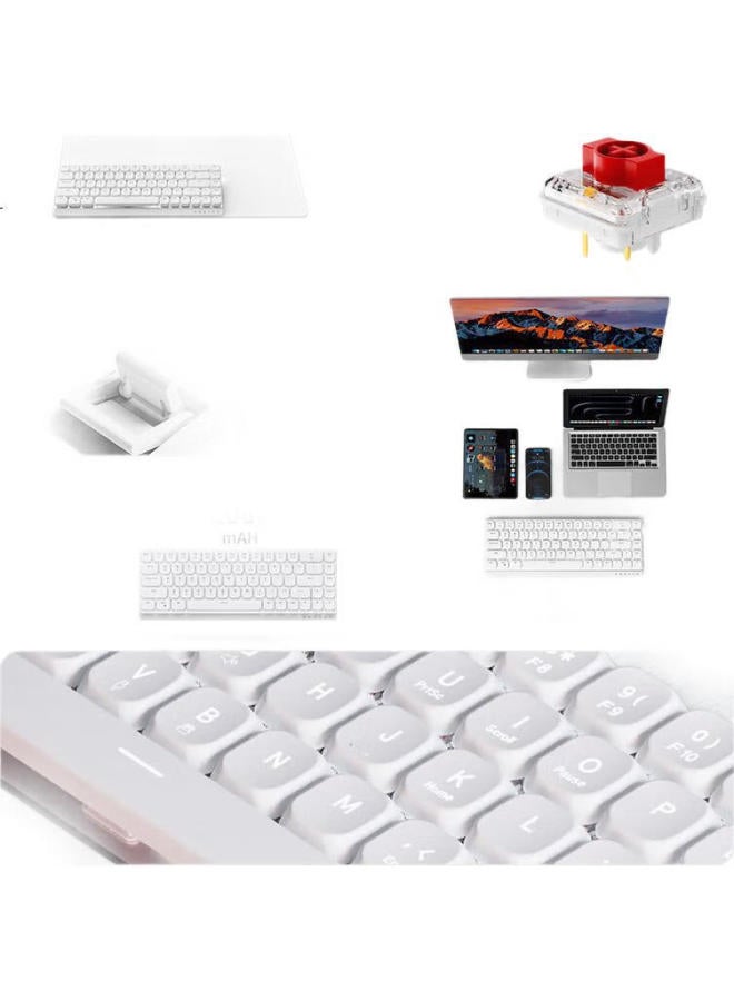 Eweadn Mk68 Wireless Bluetooth Tri-Mode Low-Profile Red Switch Mechanical Keyboard, Slim For Office Use, Compatible With Apple Mac, Huawei Mate Laptops, Ipad Tablets, Ion White - Image 3