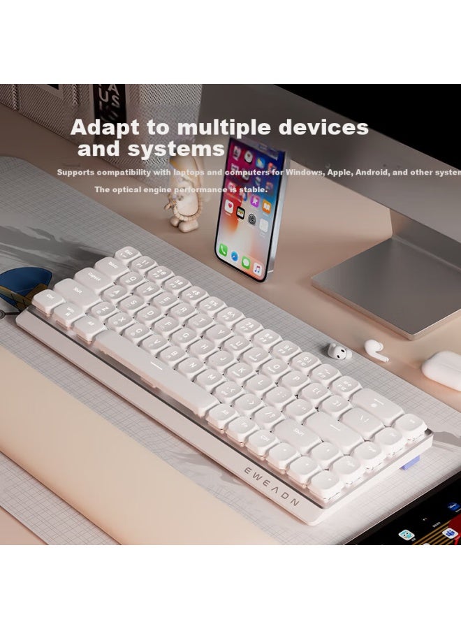 Eweadn لوحة مفاتيح ميكانيكية حمراء مفتاح منخفضة الملف MK68 بلوتوث لاسلكية ثلاثية الوضع من Eweadn، نحيفة للاستخدام المكتبي، متوافقة مع أجهزة Apple Mac، لابتوبات Huawei Mate، وأجهزة iPad، باللون الأبيض الأيوني - Image 1