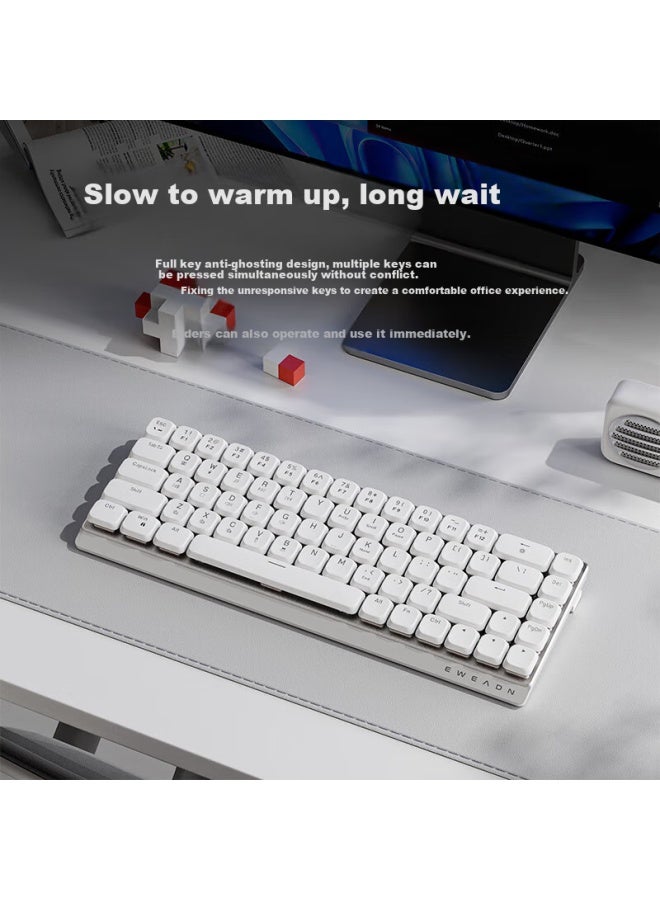 Eweadn لوحة مفاتيح ميكانيكية حمراء مفتاح منخفضة الملف MK68 بلوتوث لاسلكية ثلاثية الوضع من Eweadn، نحيفة للاستخدام المكتبي، متوافقة مع أجهزة Apple Mac، لابتوبات Huawei Mate، وأجهزة iPad، باللون الأبيض الأيوني - Image 4