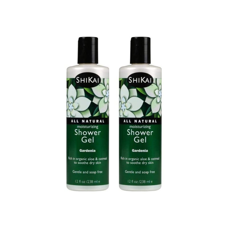 ShiKai Daily Moisturizing Shower Gel (Gardenia, 12oz, Pack of 2) | Gentle Formula | Aloe Vera & Oatmeal for Soft, Healthy Skin | Dry Skin Relief - Image 1